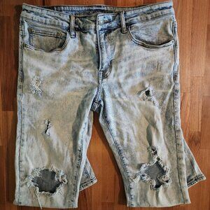 American Eagle Flex 34x32 Light Wash Destroyed Skinny Jeans